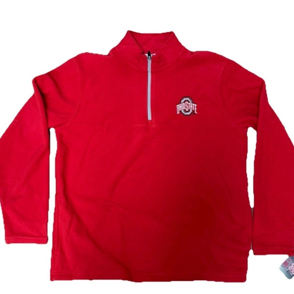 NWT Ohio State Buckeyes Adult L Red Fleece 1/4 Zip Pullover Shirt Pro Edge OSU